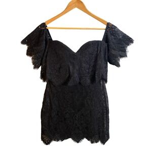 LOVERS + FRIENDS Lace Off Shoulder Mini Dress Medium Dark Romantic Formal